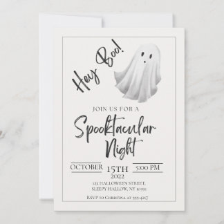 Hé Boo ! Invitation minimaliste du parti Halloween