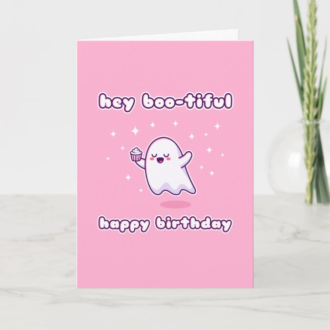 He Boo-tiful Happy Birthday Pun Card Karte (Vorderseite)