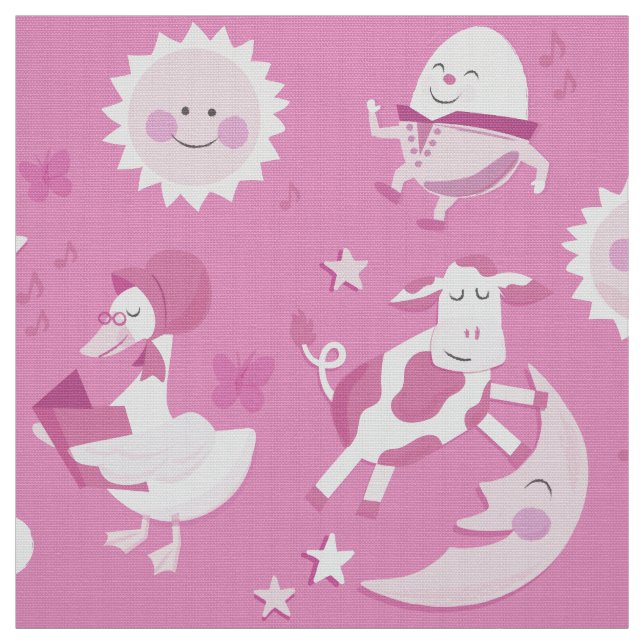 He Diddle Diddle Kinderzimmer-Reim-Rosa-Gewebe Stoff (Muster)