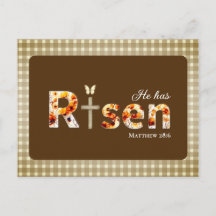 He has RISEN Bible Verse Brown Religious Easter 