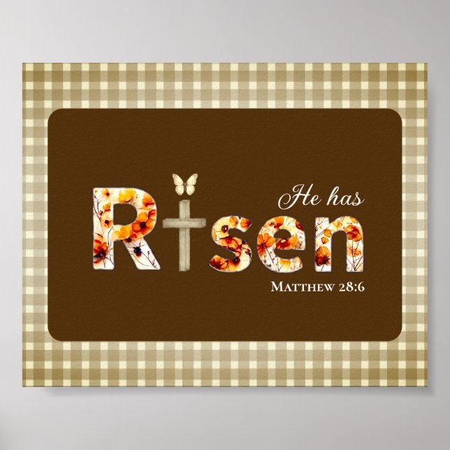He has Risen Bible Verse Cross Religious Easter  Poster (Vorne)