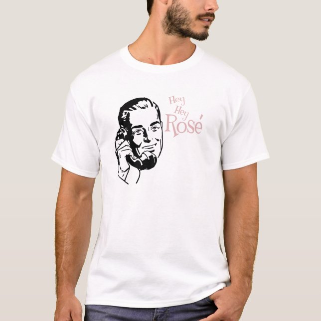 He he Rosen-Mann mit rosa Text T-Shirt (Vorderseite)