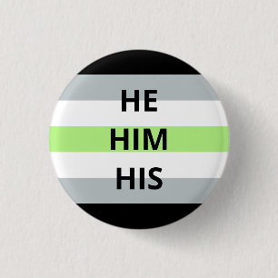 He/Him/His Pronomina Agender Abzeichen Button