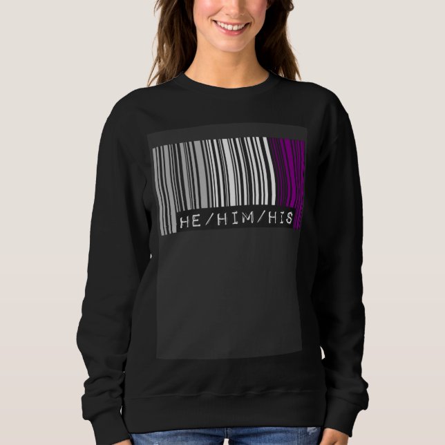 He Him His Pronouns Asexual Pride Flag Barcode Aes Sweatshirt (Vorderseite)