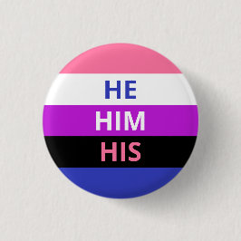 He/Him Pronomina Genderfluid Flaggen-Abzeichen Button