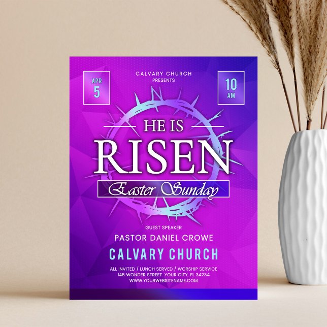 He Is Risen Easter Sunday Church Flyer (Von Creator hochgeladen)
