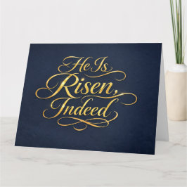 He Is Risen – Elegant Gold Script Easter Karte