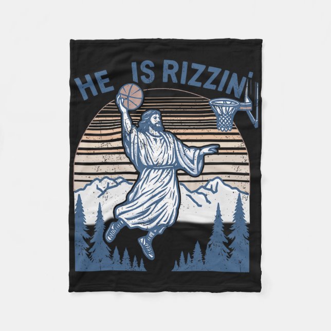 He Is Risen Funny Easter Jesus Playing Sketll Mens Fleecedecke (Vorderseite)