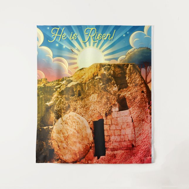 He is Risen - Garden Tomb Jerusalem Wandteppich (Vorderseite)