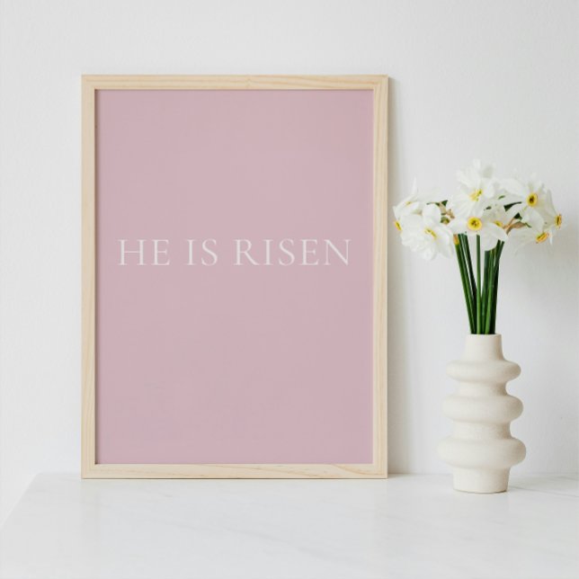He Is Risen – Soft Pink Easter Faith Wall Art Poster (Minimalist Christian Wall Art )