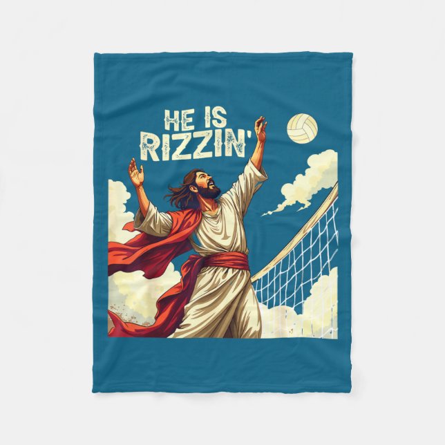 He Is Rizzin Jesus Meme Quote Shirt Funny Volleyba Fleecedecke (Vorderseite)