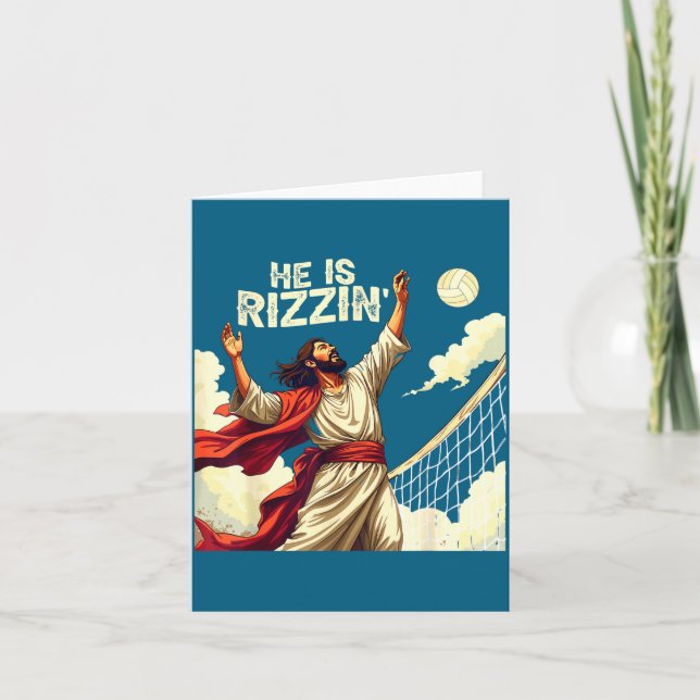 He Is Rizzin Jesus Meme Quote Shirt Funny Volleyba Karte (Vorderseite)