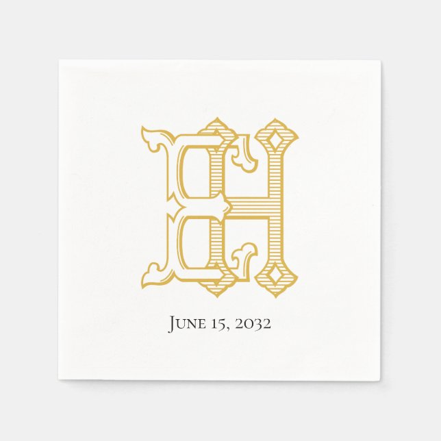 HE Monogram oder EH Monogram Napkins Serviette (Vorderseite)