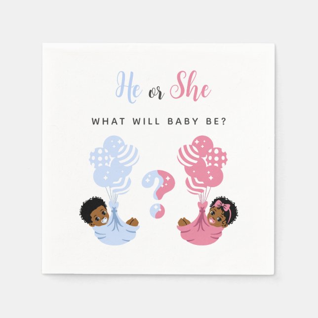 He or She African American Pink and Blue Baby  Serviette (Vorderseite)