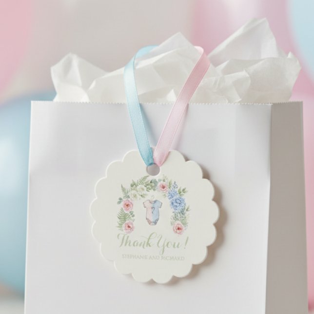 He or She? Botanical Gender Reveal Geschenkanhänger (Gender reveal thank you tag)