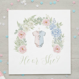 He or She? Botanical Gender Reveal Napkin Serviette