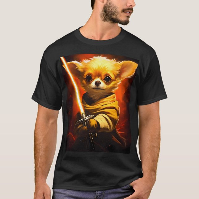 "He Protecc" Space Chihuahua T-Shirt (Vorderseite)