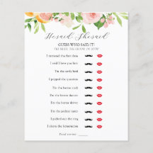He Said, She Said Bridal Shower Game