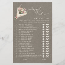 He Said She Said Chic Floral Bridal Shower Game
