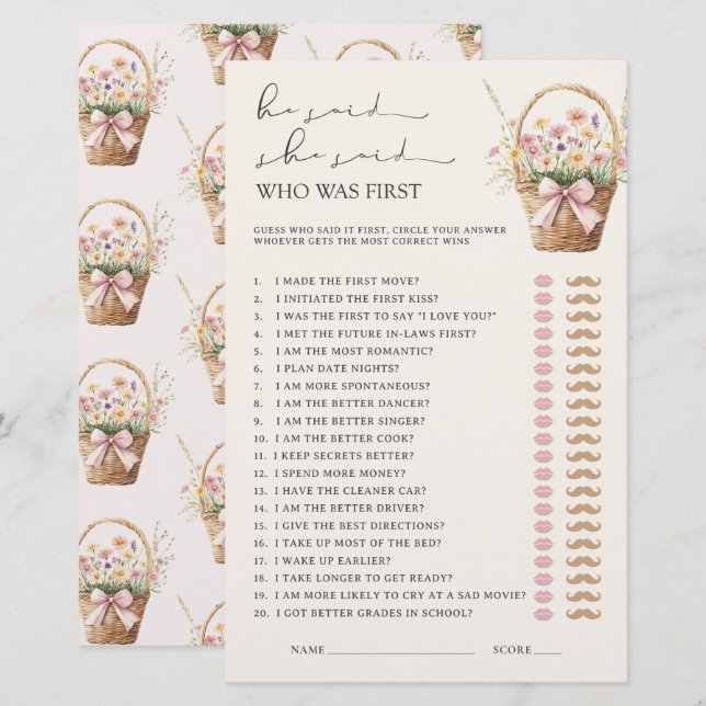 He Said She Said Floral Farmers Market Bridal Game (Vorne/Hinten)