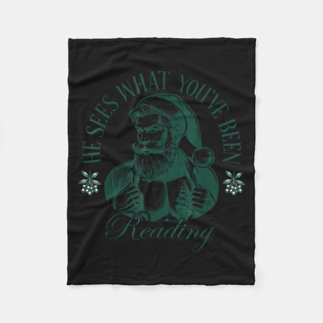 He Sees What You've Been Reading Funny Bookish Chr Fleecedecke (Vorderseite)