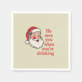  “He Sees You When You’re Drinking” CocktailNapkin Serviette