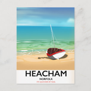 Heacham Norfolk Vintage-Strandplakat Postkarte