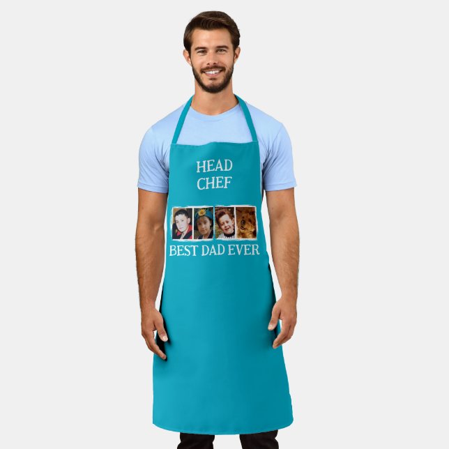 Head Chef Best Dad Ever 4 photo white blue Schürze (Getragen)