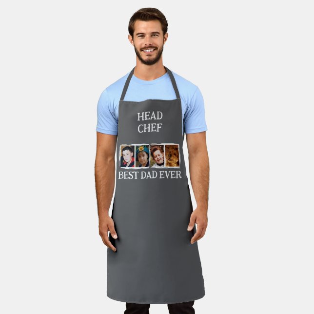 Head Chef Best Dad Ever 4 photo white grey Schürze (Getragen)