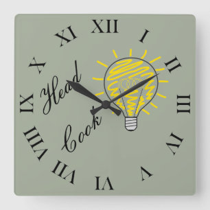Head Cook Quadratische Wanduhr