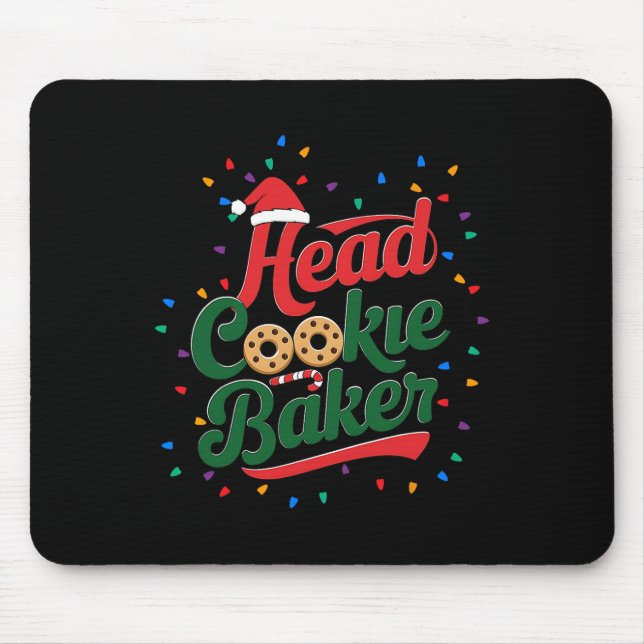 Head Cookie Baker Weihnachtsgebäck Backen Mousepad (Vorne)
