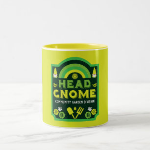 Head Garden Gnome Community Garden Zweifarbige Tasse