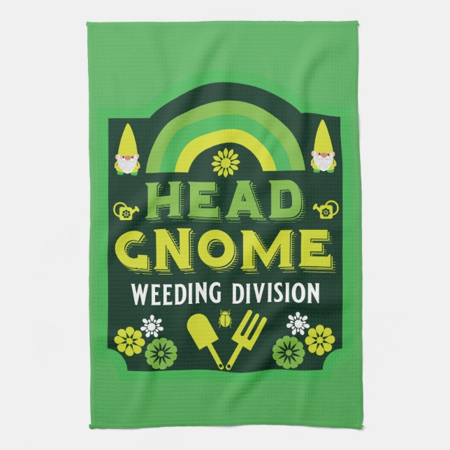 Head Garden Gnome Weeding Geschirrtuch (Vertikal)