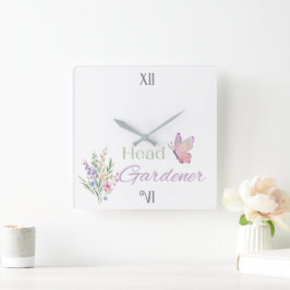 Head Gardener Floral, Mothers Day, Birthday        Quadratische Wanduhr