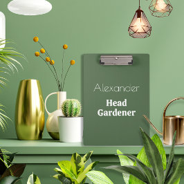 Head Gardener Green Funny Garden Gift Garening Klemmbrett