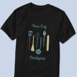 Head Koch Personalisiert T-Shirt<br><div class="desc">Fun Head Koch Design mit Vintagen Küchenutensilien für Ihren Lieblings-Koch,  Koch oder Grillspezialist. Ändern Sie den Namen und den Text zu personalisieren.</div>