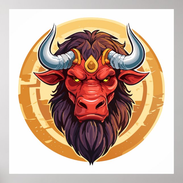 Head of a minotaur from greek mythology poster (Vorne)