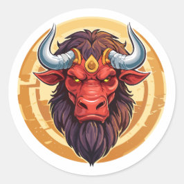 Head of a minotaur from greek mythology runder aufkleber