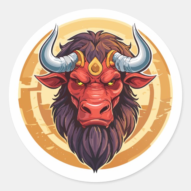 Head of a minotaur from greek mythology runder aufkleber (Vorderseite)