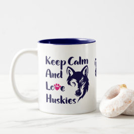 Head Siberian Husky Vintag Zweifarbige Tasse