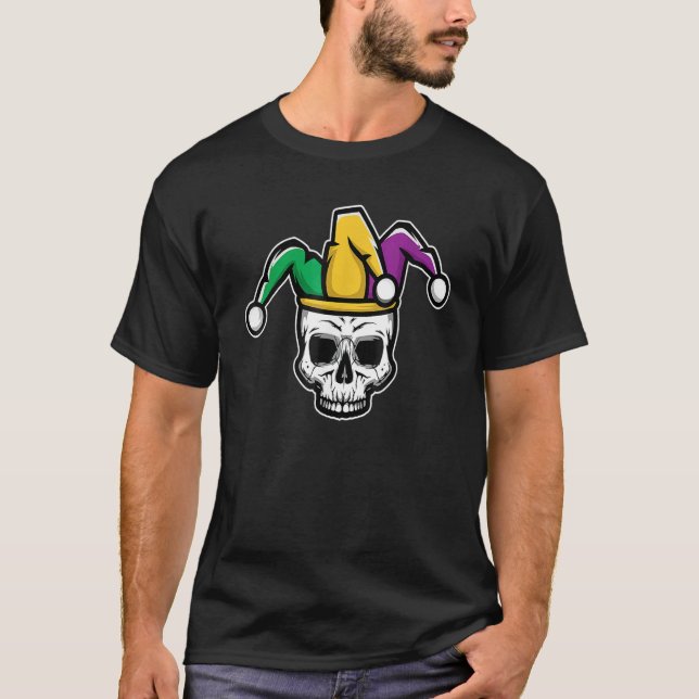 Head Skull Jester Hat T Shirt Mardi Gras Gifts Fes (Vorderseite)