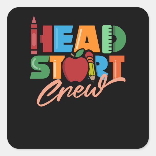 Head Start Crew Headstart Lehrer School Preschool Quadratischer Aufkleber (Vorderseite)