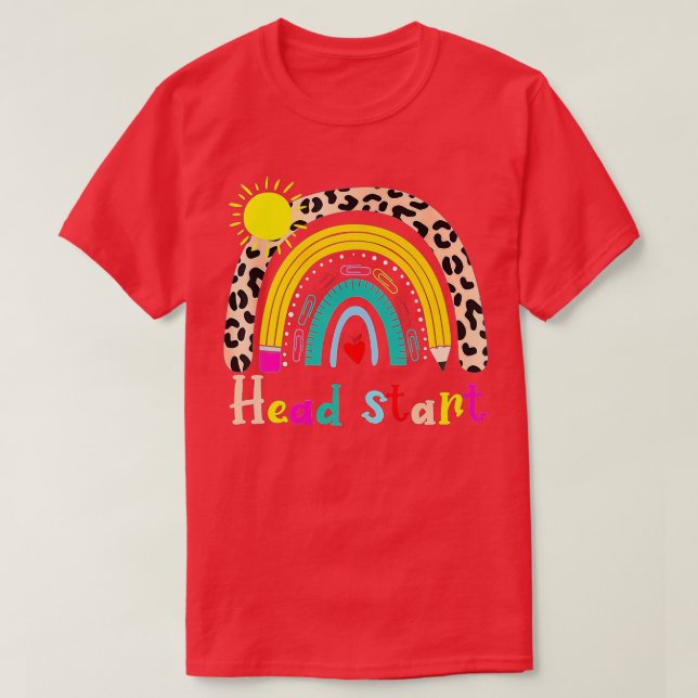 Head Start Teacher Leopard Rainbow Head Startseite T-Shirt (Design vorne)