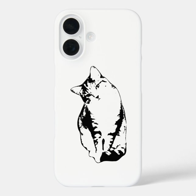 Head Tilby Tabby Cat Monochrome Phone Case (Rückseite)