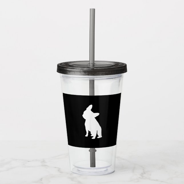 Head Tilt Apparel Frenchie Head Bulldog Lover Gesc Acryltrinkbecher (Vorderseite)