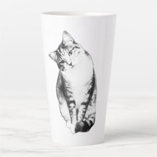 Head Tilt Tabby Cat Monochrome Art Tasse