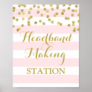 Headband Making Station: Rosa Streifen Gold Poster