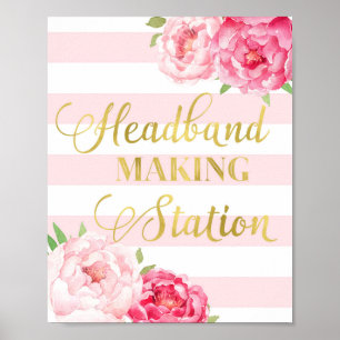 Headband Making Station Signieren rosa, florale St Poster