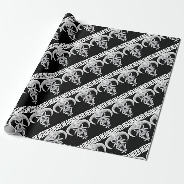 Headbanger-Schädel Geschenkpapier (Ungerollt)