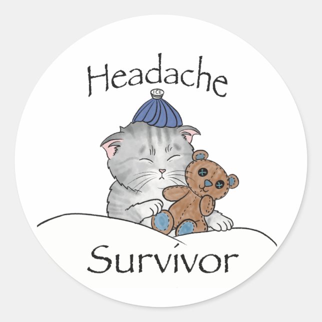 Headche Survivor Runder Aufkleber (Vorderseite)